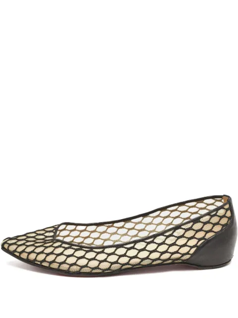 Christian Louboutin Pre-Owned 2024 mesh leather flats Black 1146583