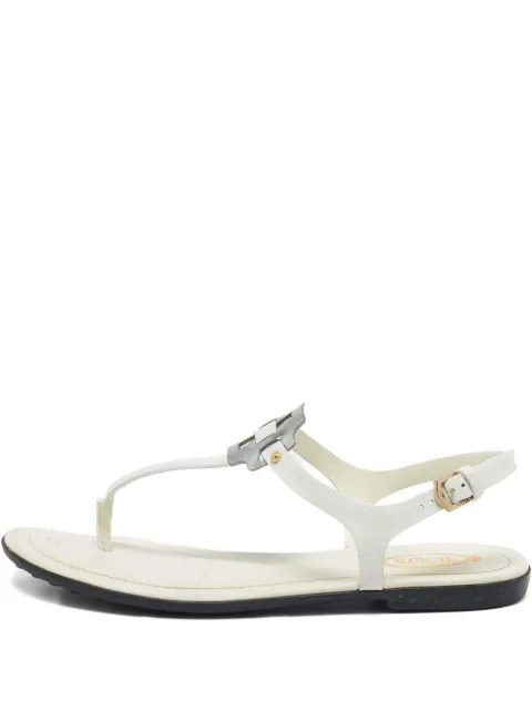 Tod's Vintage 2024 Buckle Leather Sandals White 1133766