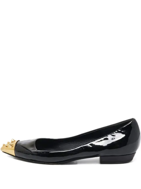 Giuseppe Zanotti Vintage gold studs leather ballet flats Black 886415
