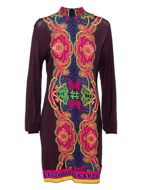 Just Cavalli Vintage paisley-print long-sleeve dress Purple 470013