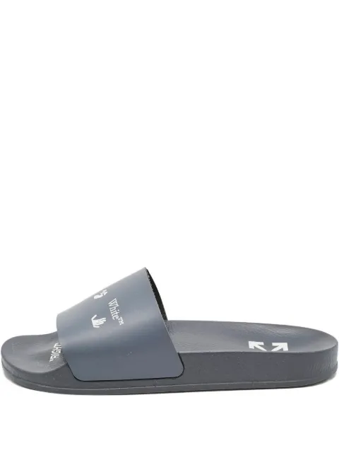 Off-White Pre-Owned logo-print leather slides Blue 1133608