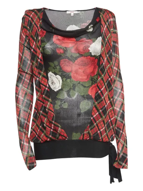Kenzo Pre-Owned plaid rose-print top Black 900026