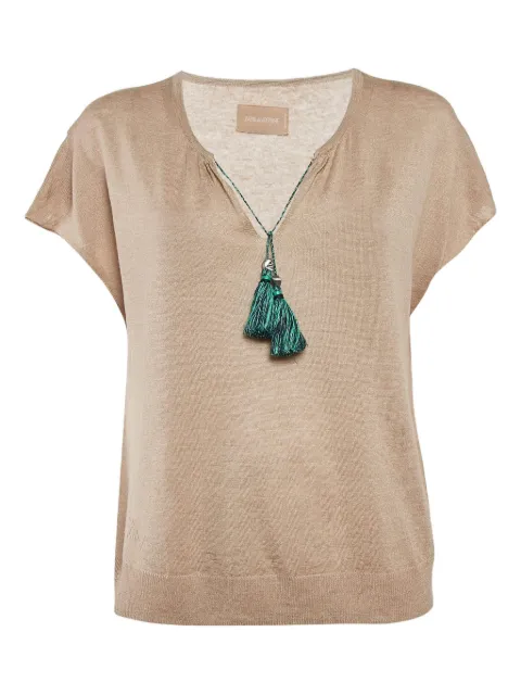Zadig&Voltaire 2024 tassel-detail linen-blend top Neutrals 1141397