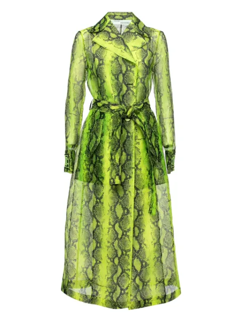 Off-White Pre-Owned snake-print trench coat Green 757420