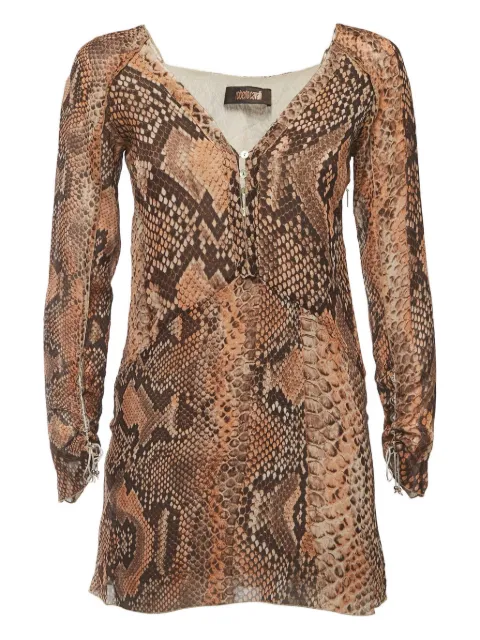 Roberto Cavalli Vintage snake-print mini dress 865437