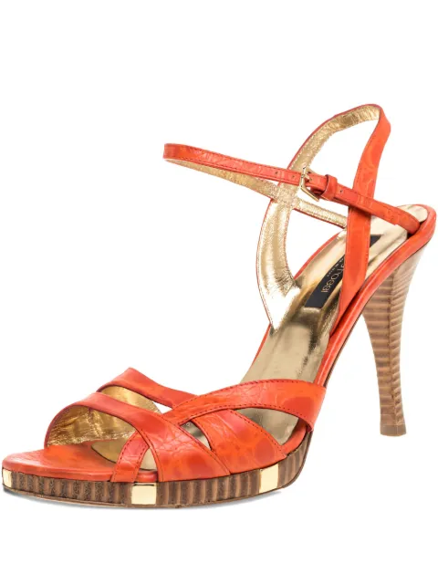 Sergio Rossi Vintage pre-owned 100mm crocodile embossed platform sandals Orange 358267