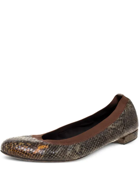 Stuart Weitzman python embossed leather ballet flats Brown 362111