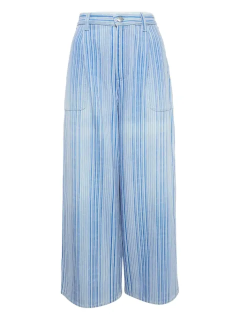 CHANEL Pre-Owned striped wide-leg trousers Blue 1110277