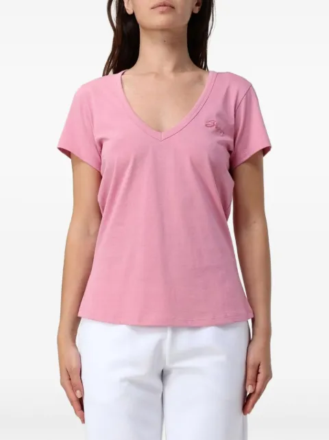 BOSS embroidered V-neck T-shirt Pink 50540432554