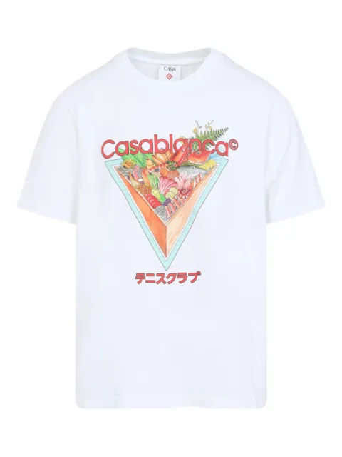 Casablanca Tennis Club Icon triangle-print graphic T-shirt White MAW25JTS00101