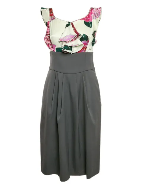 Emporio Armani Pre-Owned 2023 Floral Ruffled Hem Dress Grey 1154389