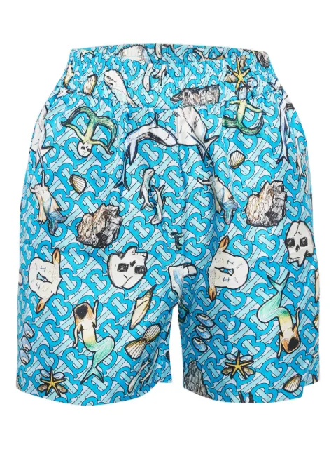 Burberry Pre-Owned 2024 monogram-marine printed silk shorts Blue 1149169