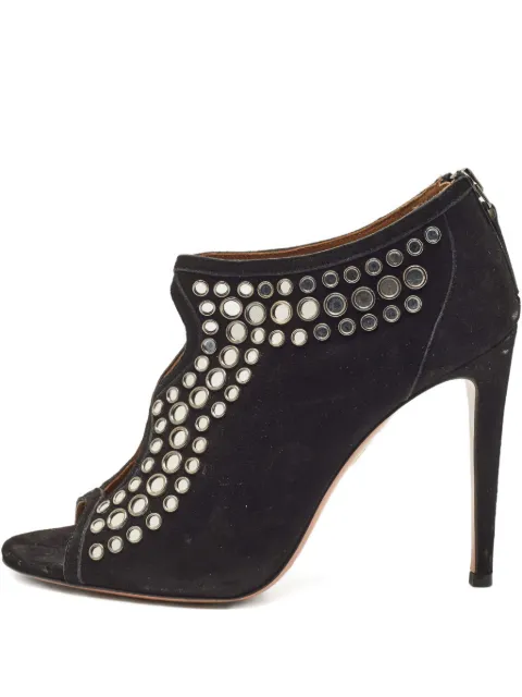 Aquazzura 2024 peep toe embellishment booties Black 1149422