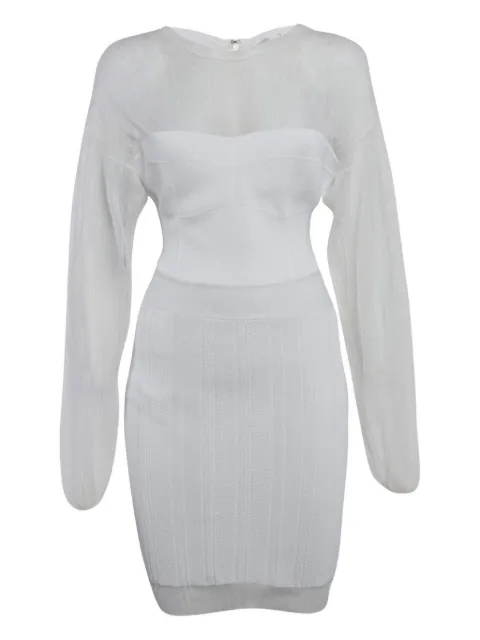 Hervé Léger Pre-Owned ribbed mini dress White 1133849