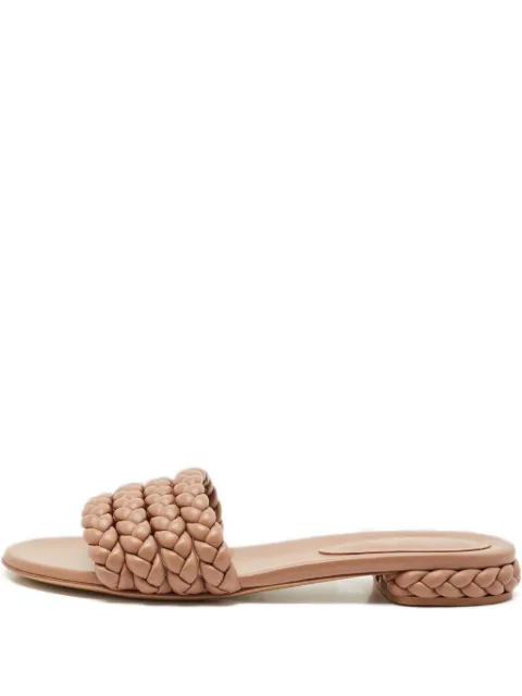 Gianvito Rossi Pre-Owned braided-leather flat sandals Neutrals 1146273