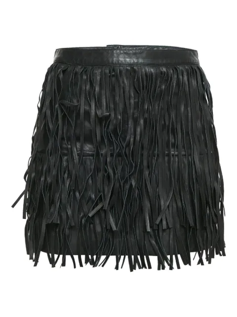 Zadig&Voltaire leather fringe skirt Black 1141749