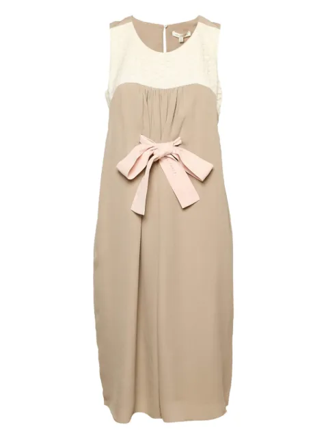 Paule Ka bow-detail lace-panel dress Neutrals 1152368