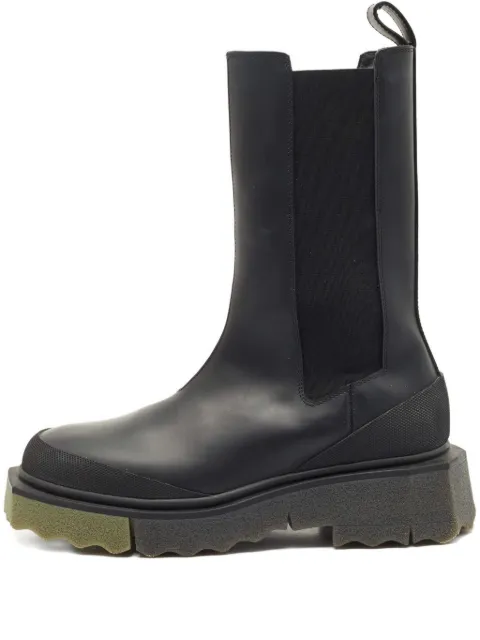 Off-White Pre-Owned leather elastic-panels pull-on boots Black 1154553