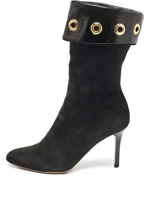 Jimmy Choo Pre-Owned 85mm panelled leather eyelet boots Black 1145396