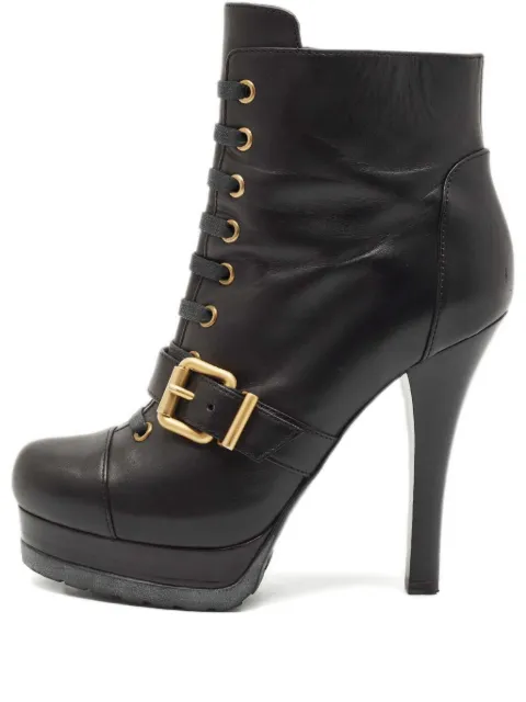 Fendi Pre-Owned 125mm lace-up buckle-detail boots Black 1145274