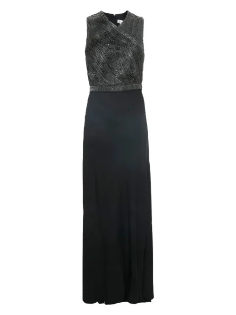 Carven Vintage sequin-embellished pleated maxi dress Black 1139246