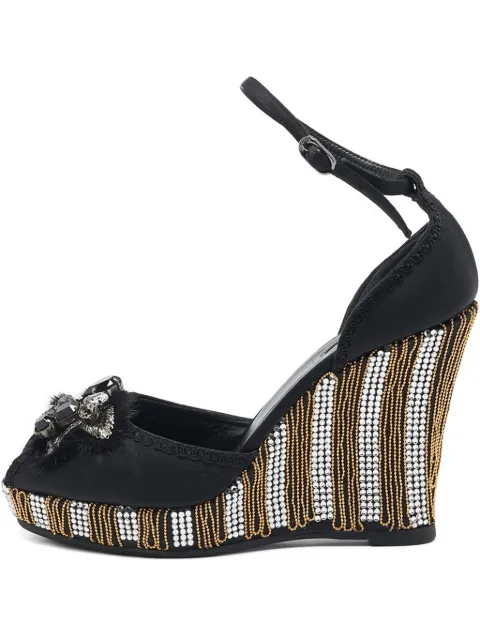 Le Silla 105mm crystal-embellishment wedge sandals Black 1145696