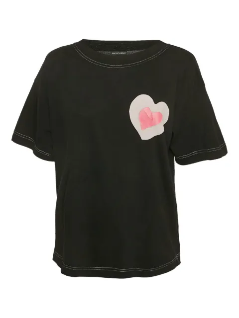 Emporio Armani Pre-Owned heart-appliqué cotton T-shirt Black 1144405