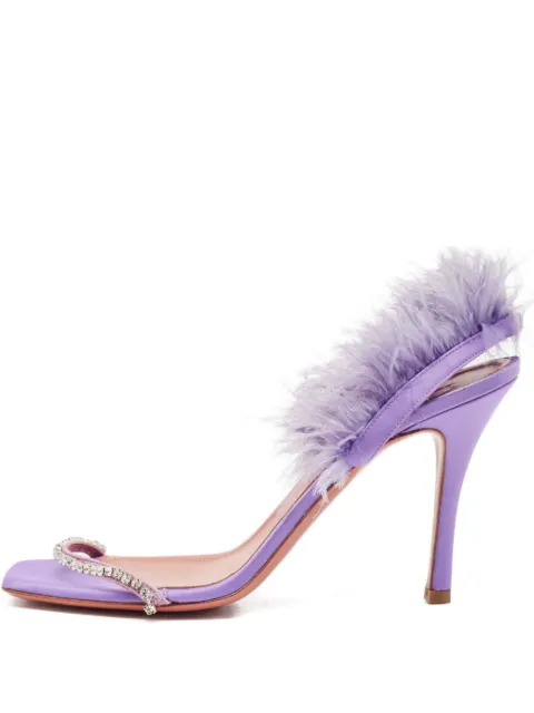 Amina Muaddi 100mm Adwoa feather-trim sandals Purple 1135125