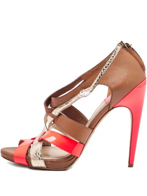 Christian Dior Pre-Owned 2023 leather python sandals Brown 1128889