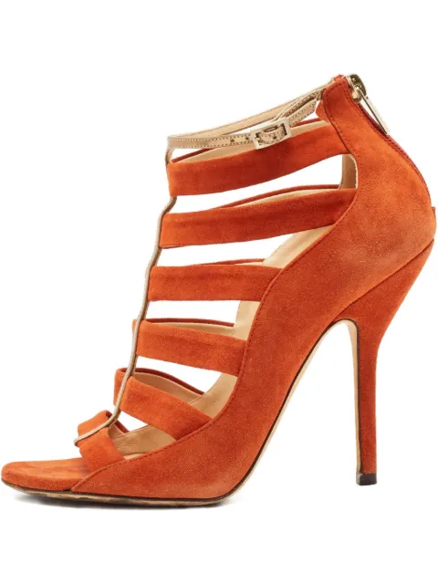 Jimmy Choo Pre-Owned 2024 suede cage sandals Orange 1134040