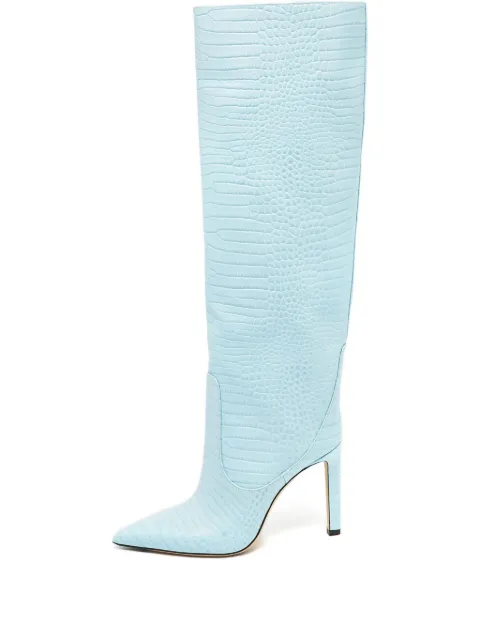 Jimmy Choo Pre-Owned 110mm crocodile-effect leather boots Blue 1087563