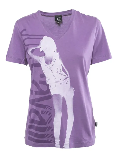 Just Cavalli Vintage V-neck graphic-print T-shirt Purple 855048
