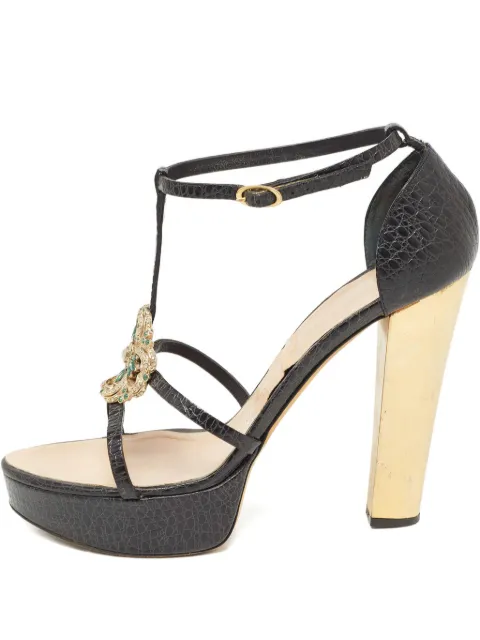 Giuseppe Zanotti Vintage 2024 croc leather embellishment sandals Black 918253