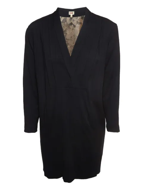 Kenzo Pre-Owned V-neck long-sleeved mini dress Black 926365