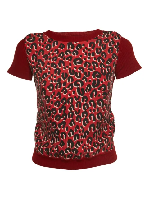 Louis Vuitton Pre-Owned leopard-print rbbed top Red 898842