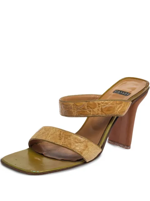 Casadei Vintage 2023 dual straps leather slides Brown 465682