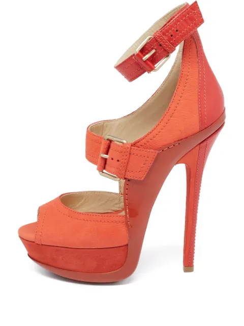 Jimmy Choo Pre-Owned 150mm buckled platform sandals Orange 622690
