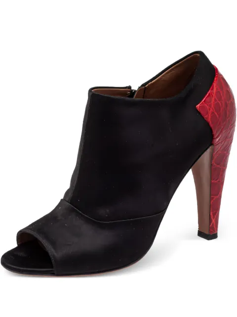 Alaïa Pre-Owned croc-embossed satin booties Black 416526