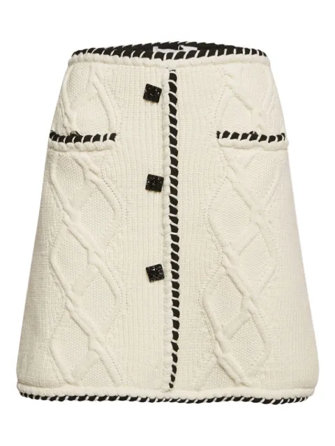 Self-Portrait 2024 cable-knit skirt White 1158467