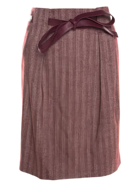 Escada Pre-Owned herringbone leather belt midi skirt Red 200183