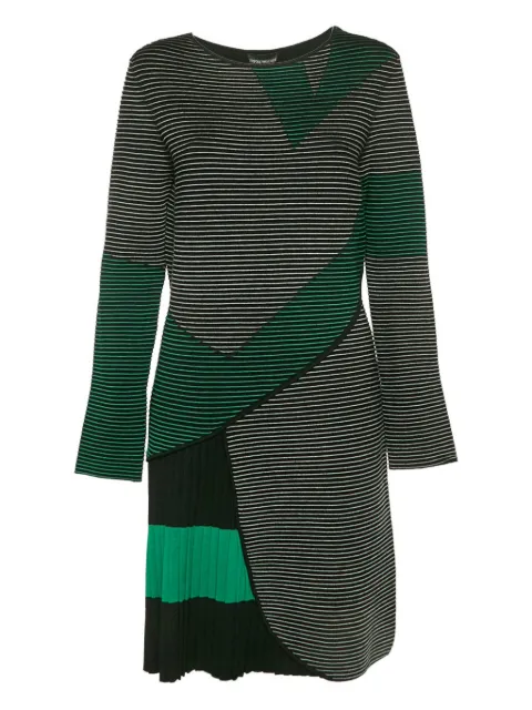 Emporio Armani Pre-Owned 2023 striped pleated mini dress Black 1152458