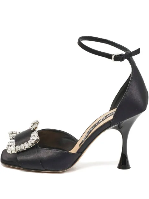 Sergio Rossi Vintage 100mm crystal-embellished satin sandals Black 1148632
