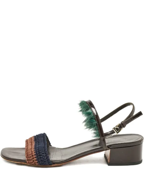 Prada Pre-Owned 2024 Crochet Feather Sandals Brown 1107412