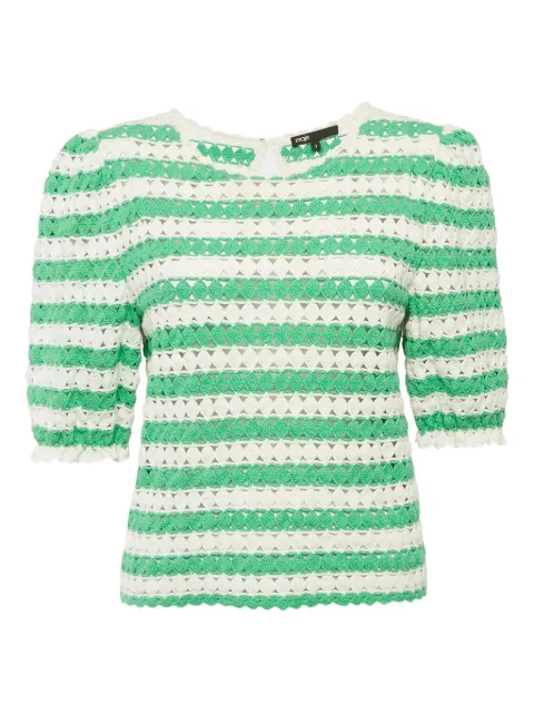 Maje crochet striped sweater Green 1095853