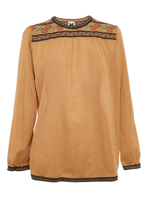 Missoni Pre-Owned embroidered cotton top Brown 1110846