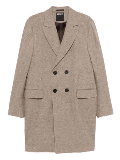 Zegna flap-pocket double-breasted coat Neutrals 4DG4G0297712A2