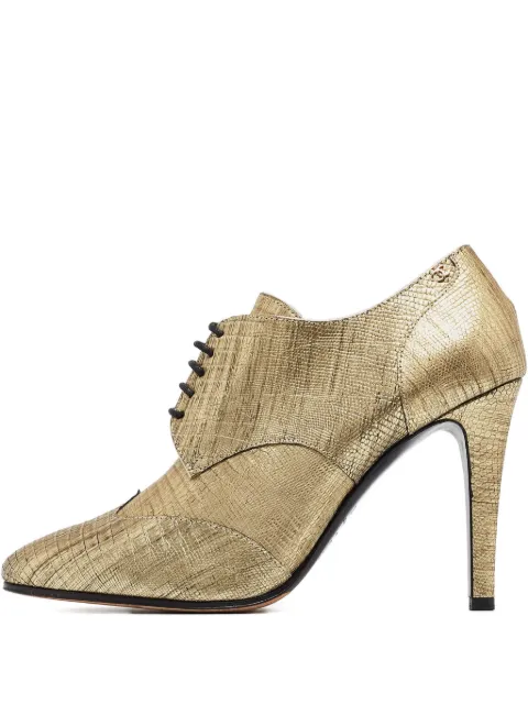 CHANEL Pre-Owned 100mm lizard-skin effect boots Gold 975095
