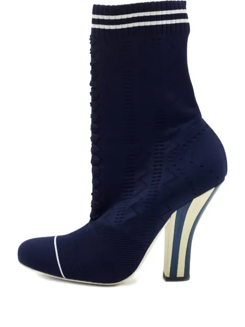 Fendi Pre-Owned 115mm Rockoko knitted boots Blue 760379