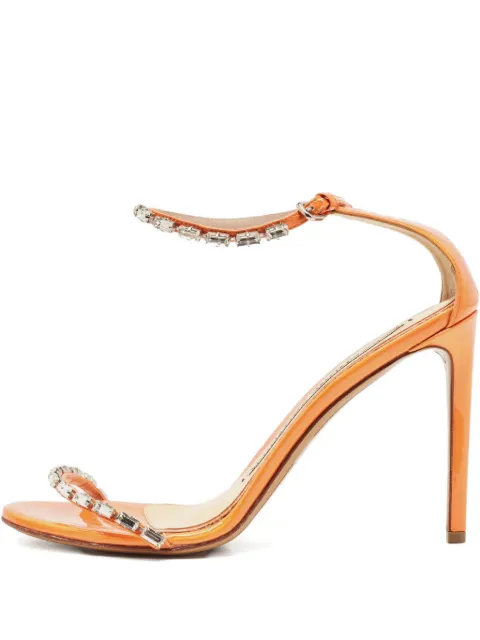 Alexandre Vauthier 100mm crystal-embellishment leather sandals Orange 1077010
