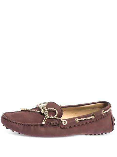 Tod's Vintage bow Nubuck-leather loafers Brown 296397